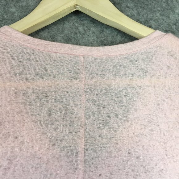 LOFT Sweater XS Solid Pink V Neck Slub Knit Semi Sheer Career Casual 7/8 Sleeve - Picture 9 of 11